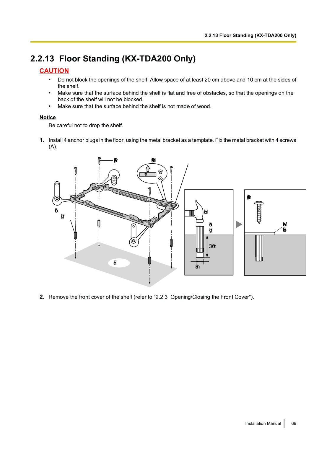 Panasonic KX-TDA100 installation manual Floor Standing KX-TDA200 Only 