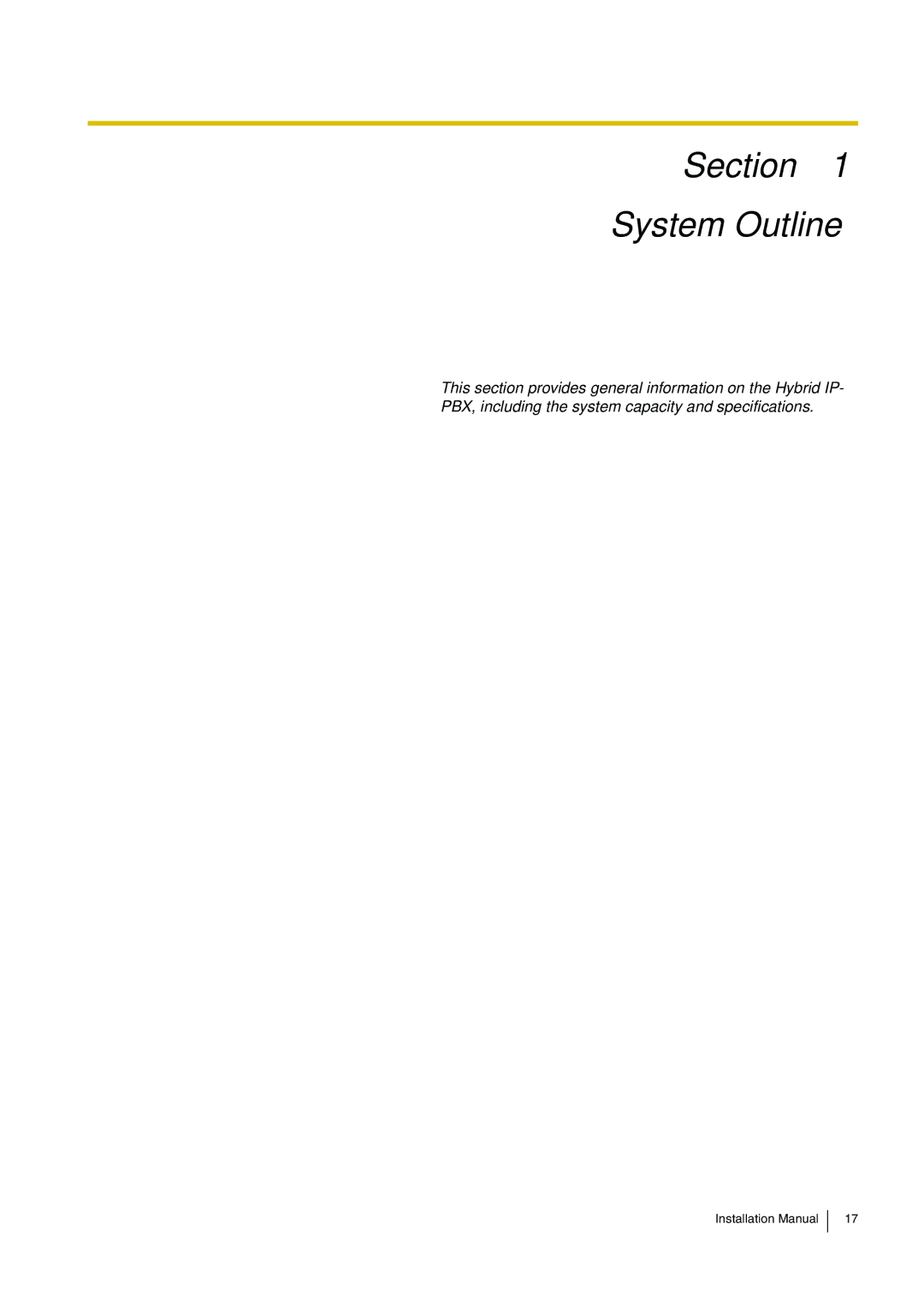 Panasonic KX-TDA100 installation manual Section System Outline 