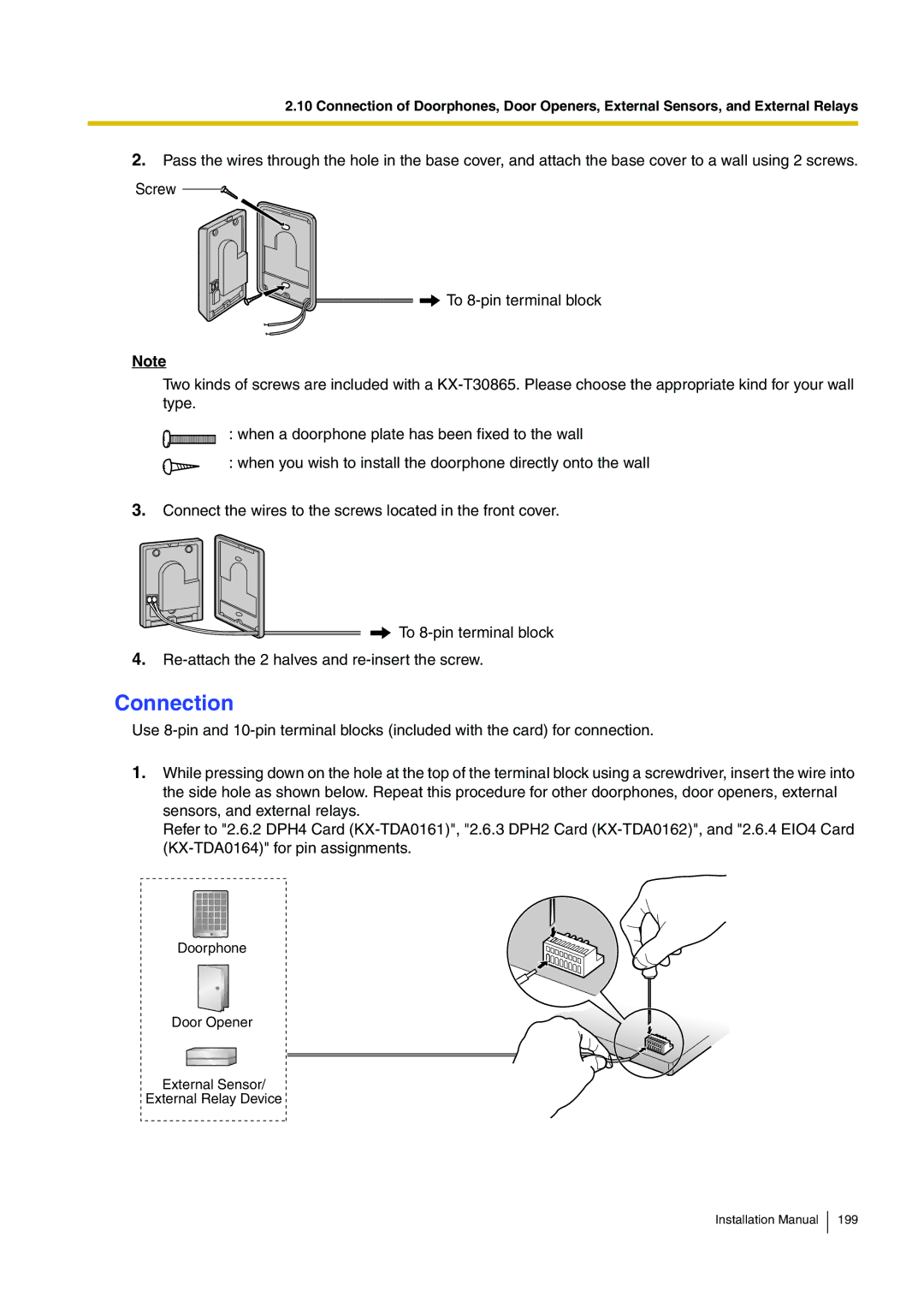 Panasonic KX-TDA100 installation manual Connection 