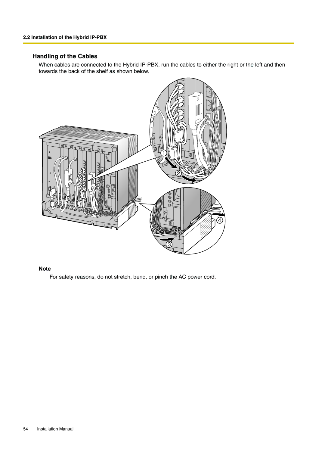 Panasonic KX-TDA100 installation manual Handling of the Cables 