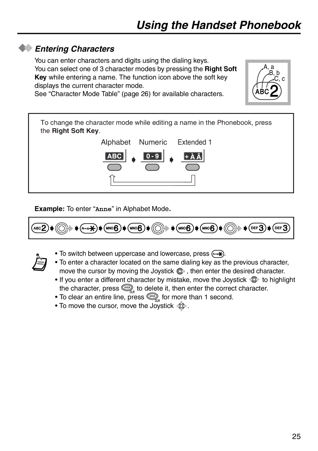 Panasonic KX-TDA100 manual Entering Characters, Right Soft Key 