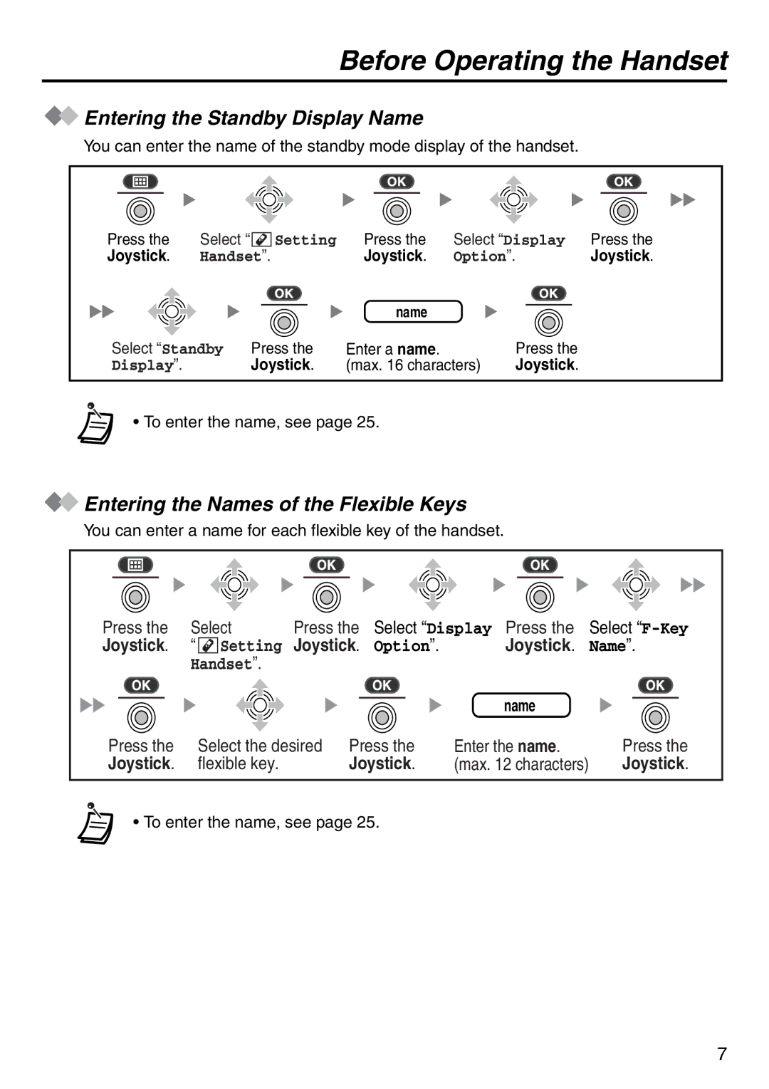 Panasonic KX-TDA100 manual Entering the Standby Display Name, Entering the Names of the Flexible Keys 