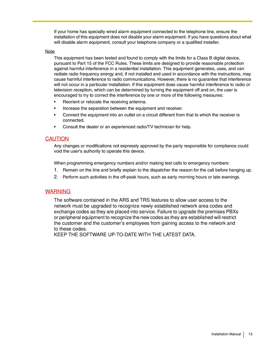 Panasonic KX-TDA100 installation manual Keep the Software UP-TO-DATE with the Latest Data 