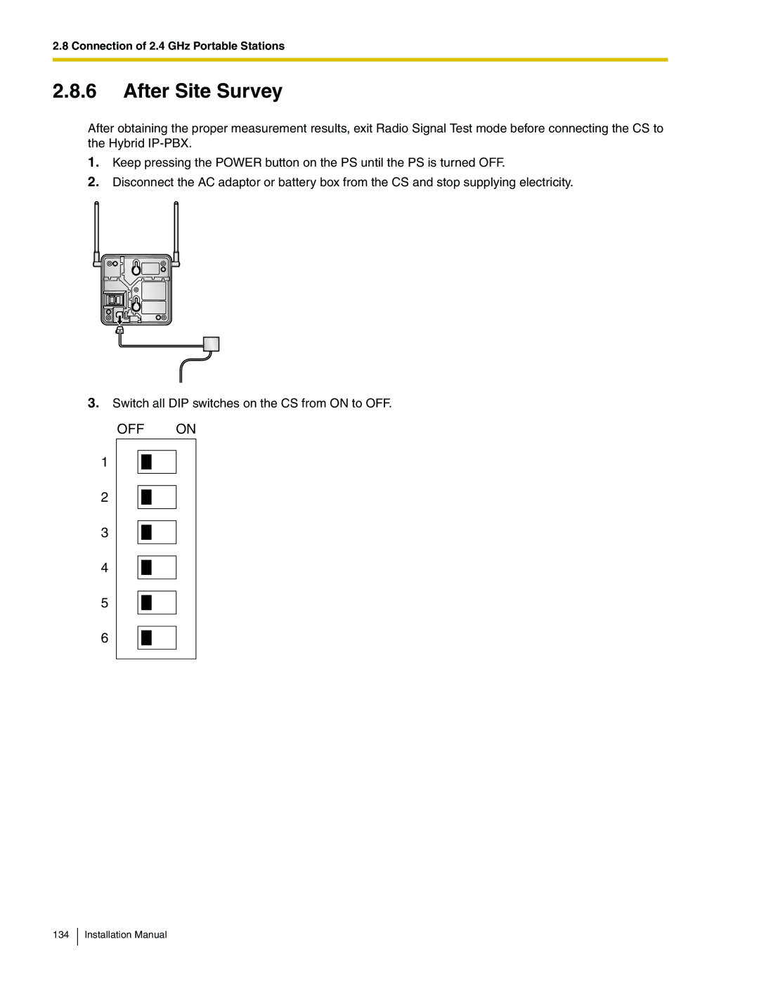 Panasonic KX-TDA100 installation manual After Site Survey 