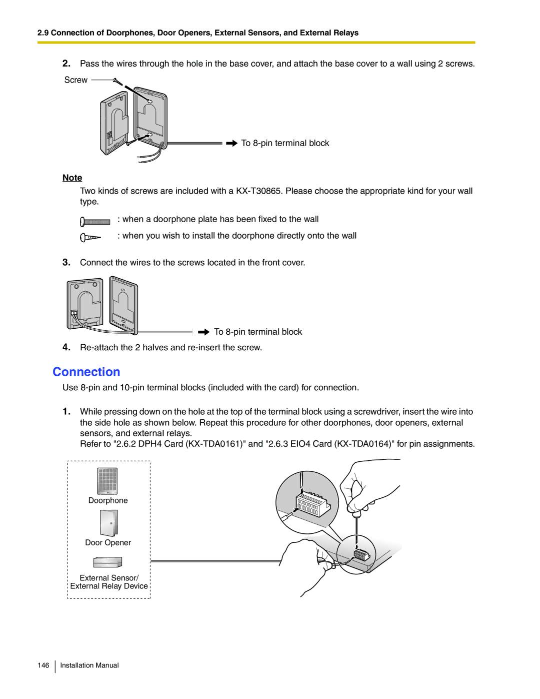 Panasonic KX-TDA100 installation manual Connection 