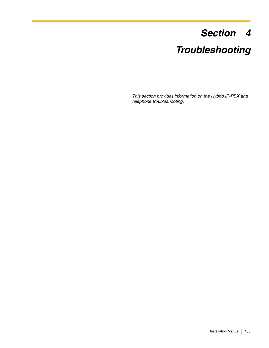 Panasonic KX-TDA100 installation manual Section Troubleshooting 