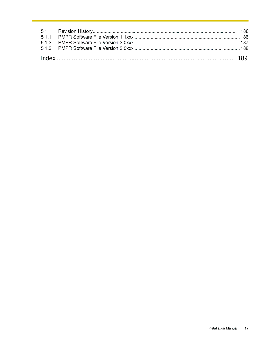 Panasonic KX-TDA100 installation manual Revision History 186 