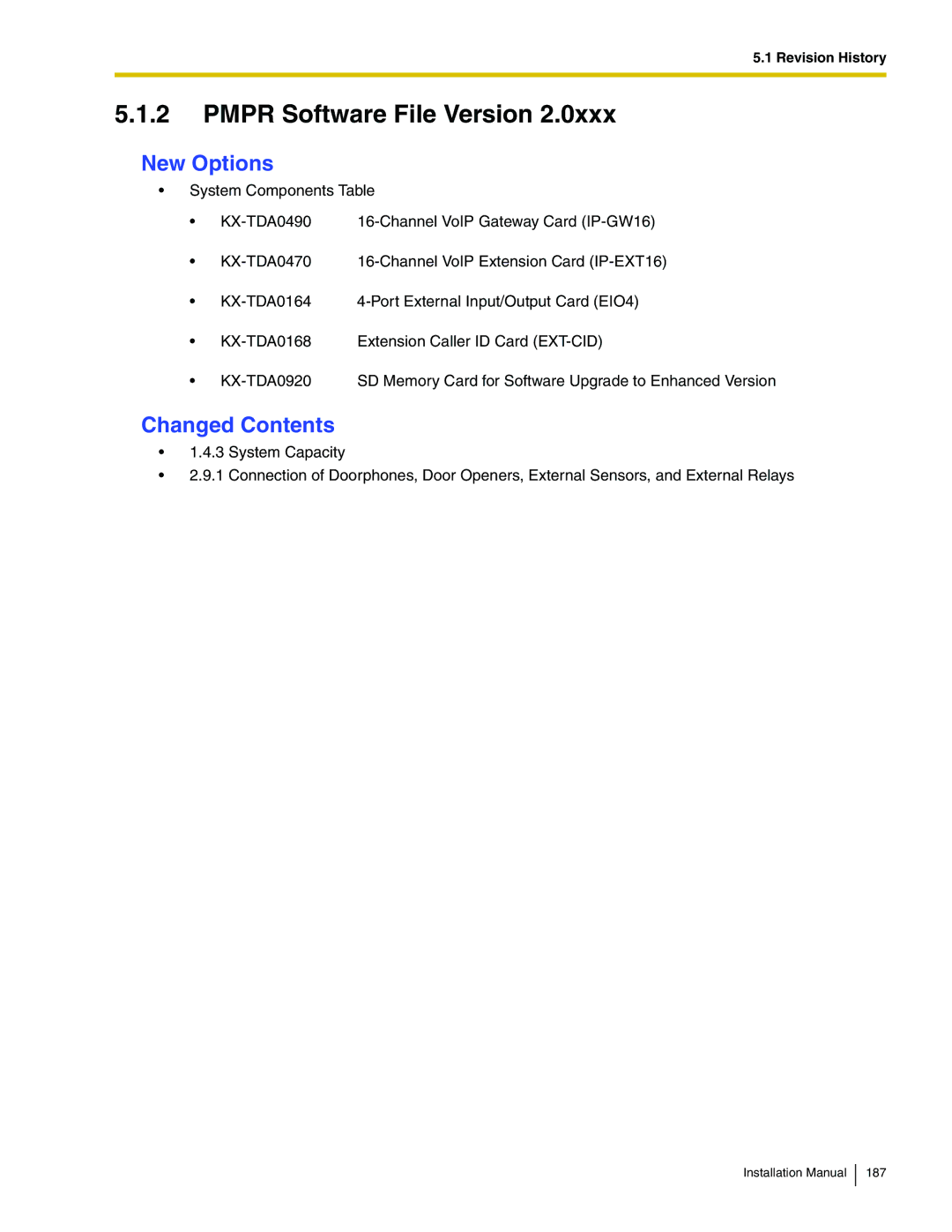 Panasonic KX-TDA100 installation manual Pmpr Software File Version 