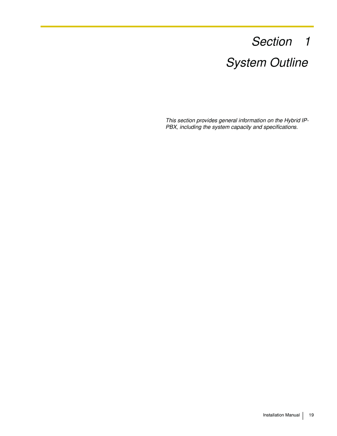 Panasonic KX-TDA100 installation manual Section System Outline 