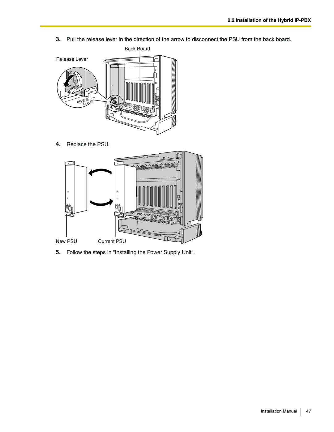 Panasonic KX-TDA100 installation manual Replace the PSU 