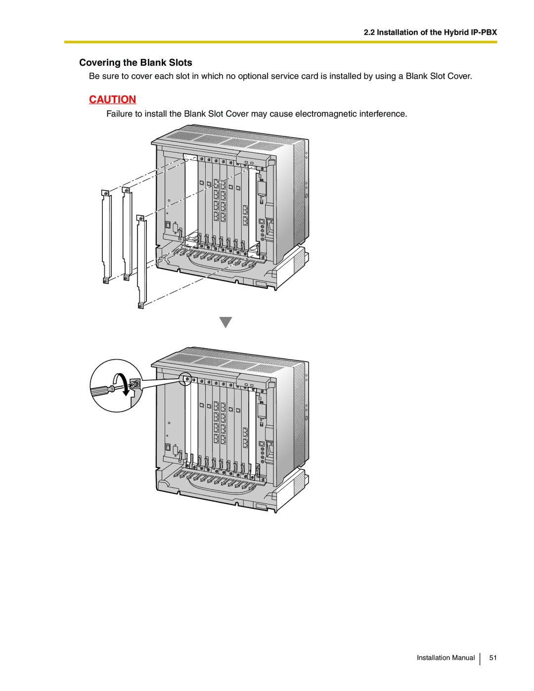 Panasonic KX-TDA100 installation manual Covering the Blank Slots 