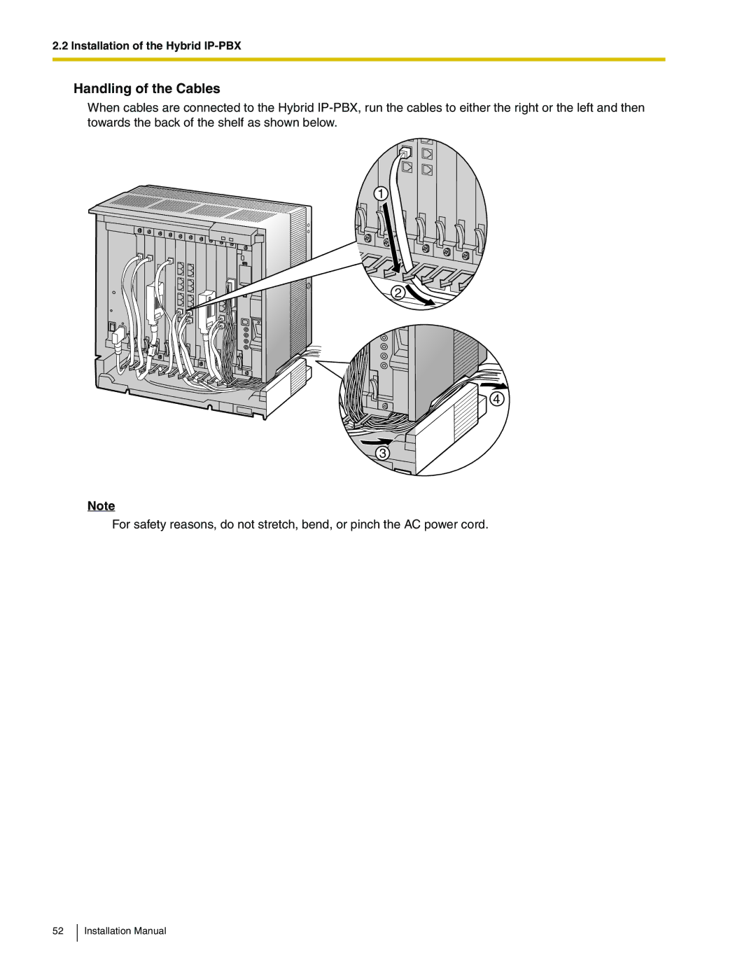 Panasonic KX-TDA100 installation manual Handling of the Cables 