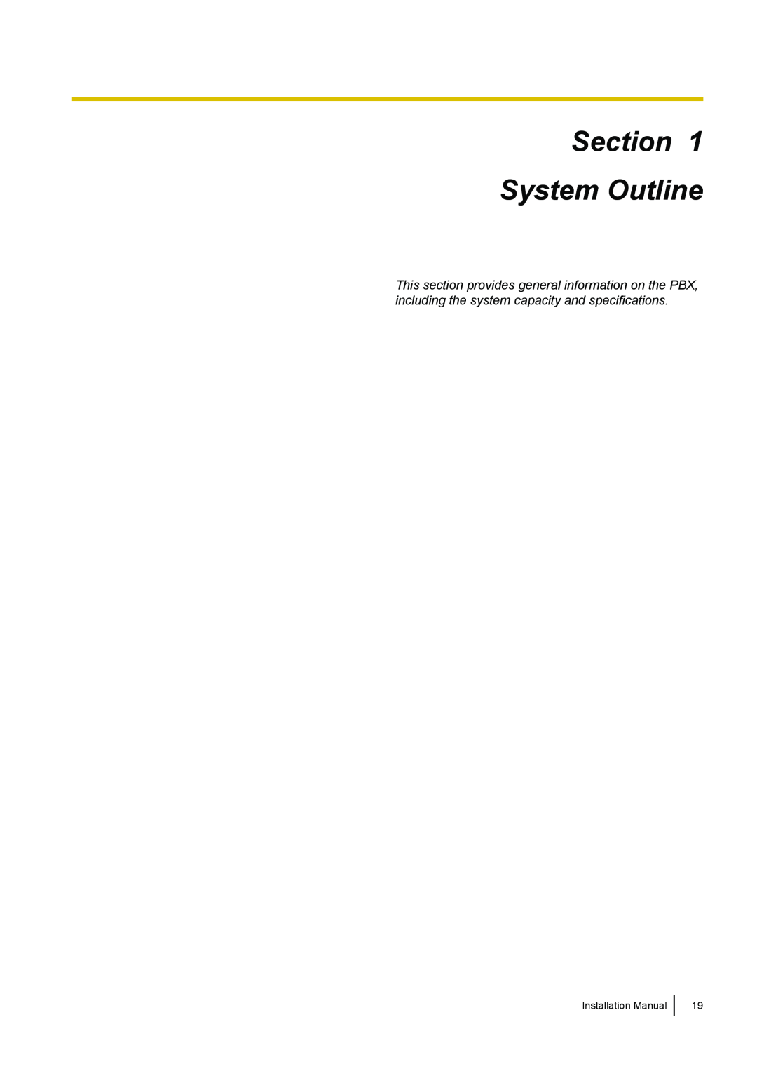 Panasonic KX-TDA100 installation manual Section System Outline 