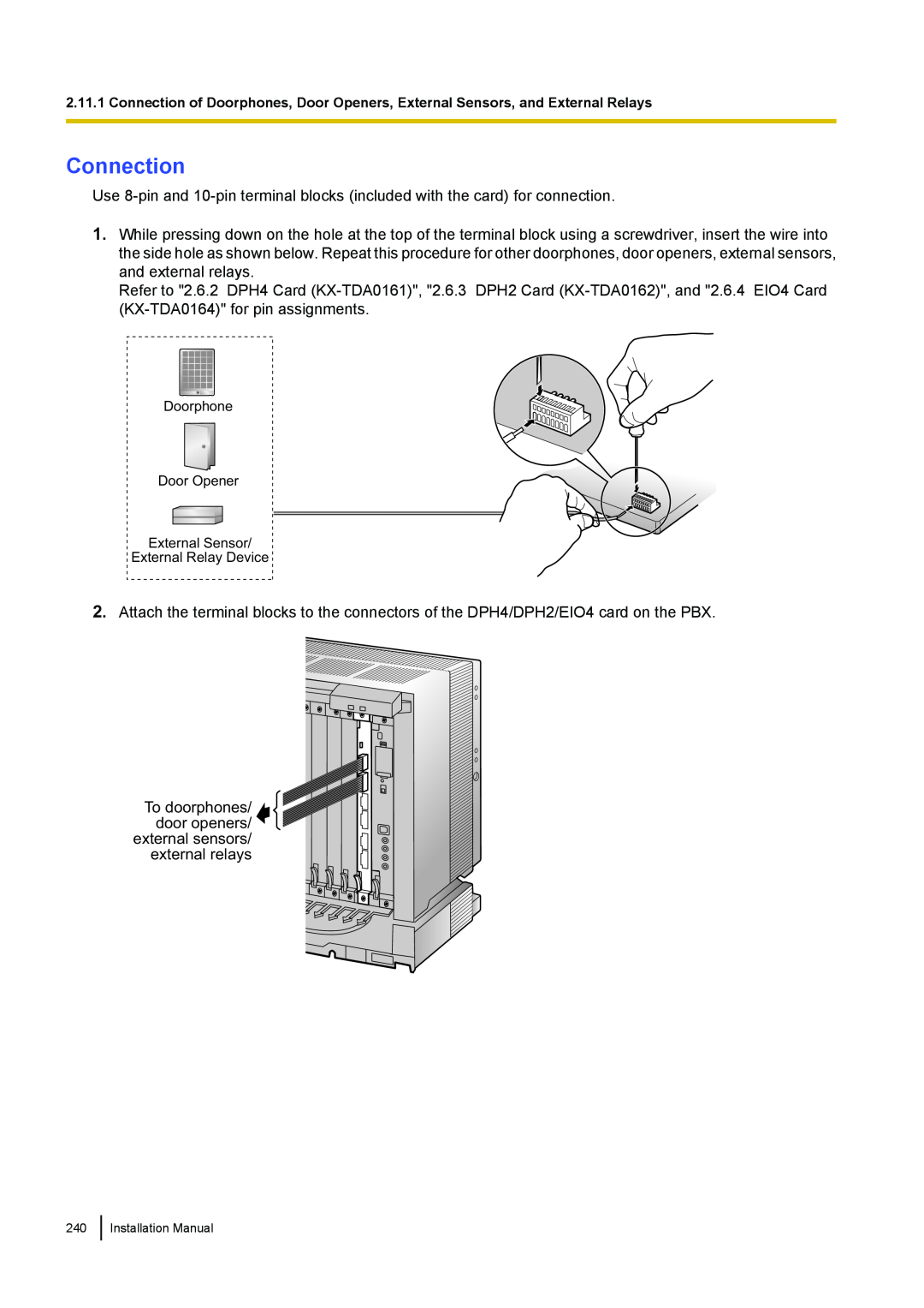 Panasonic KX-TDA100 installation manual Connection 