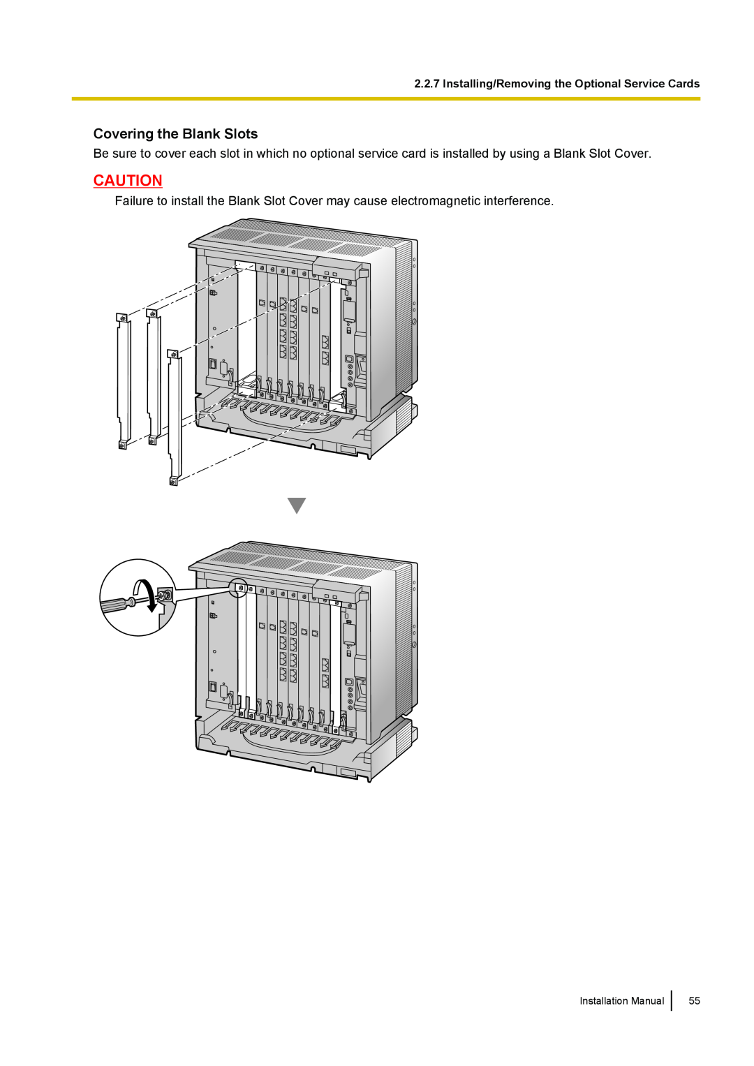 Panasonic KX-TDA100 installation manual Covering the Blank Slots 
