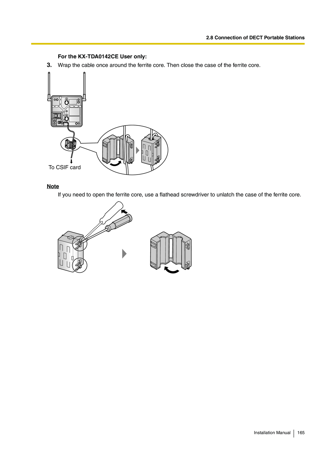 Panasonic KX-TDA100 installation manual For the KX-TDA0142CE User only 