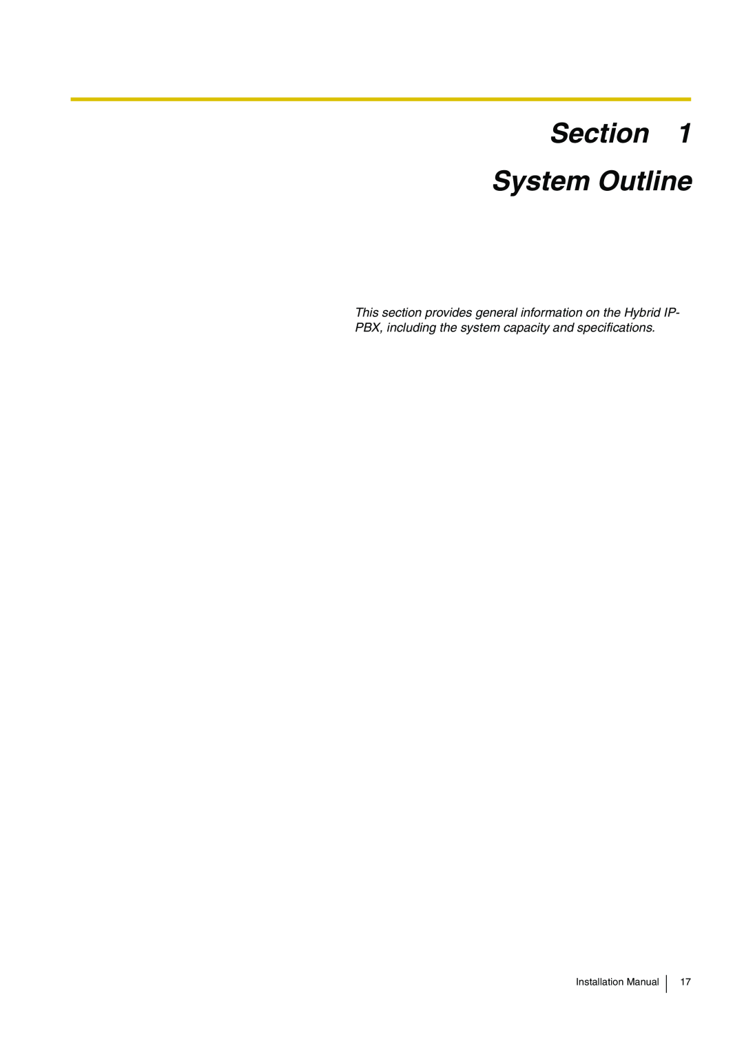 Panasonic KX-TDA100 installation manual Section System Outline 