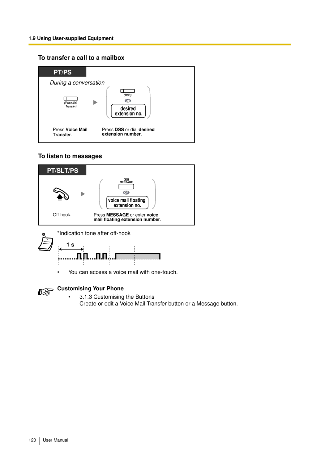 Panasonic KX-TDA15 user manual To transfer a call to a mailbox, To listen to messages 