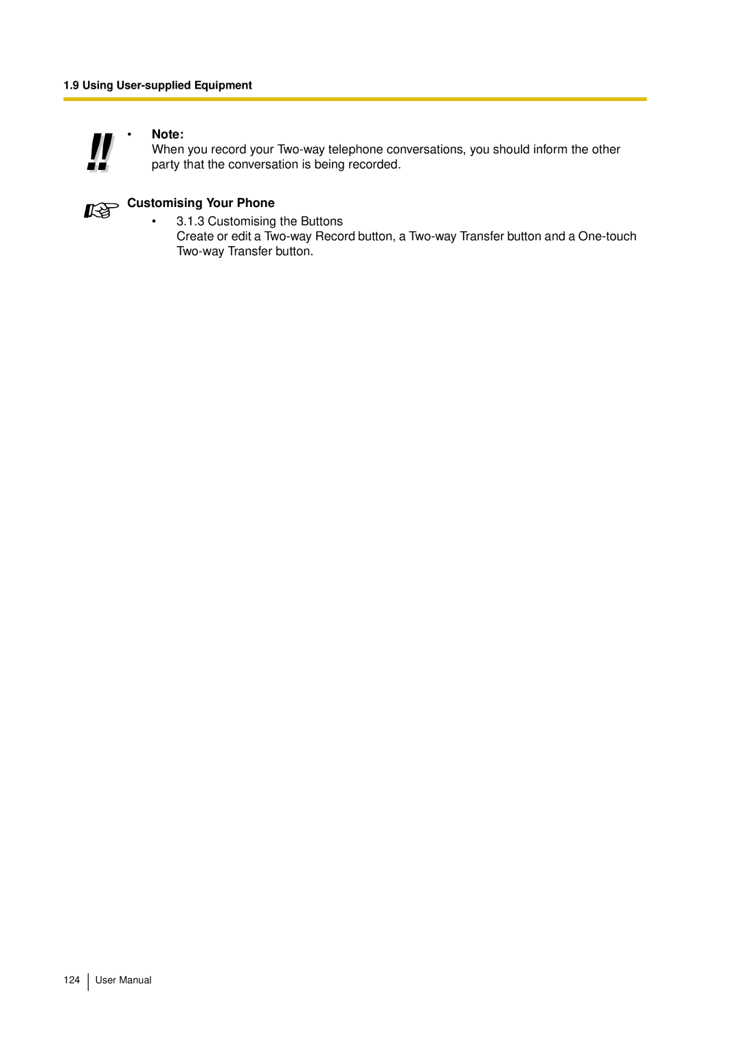 Panasonic KX-TDA15 user manual Customising Your Phone 