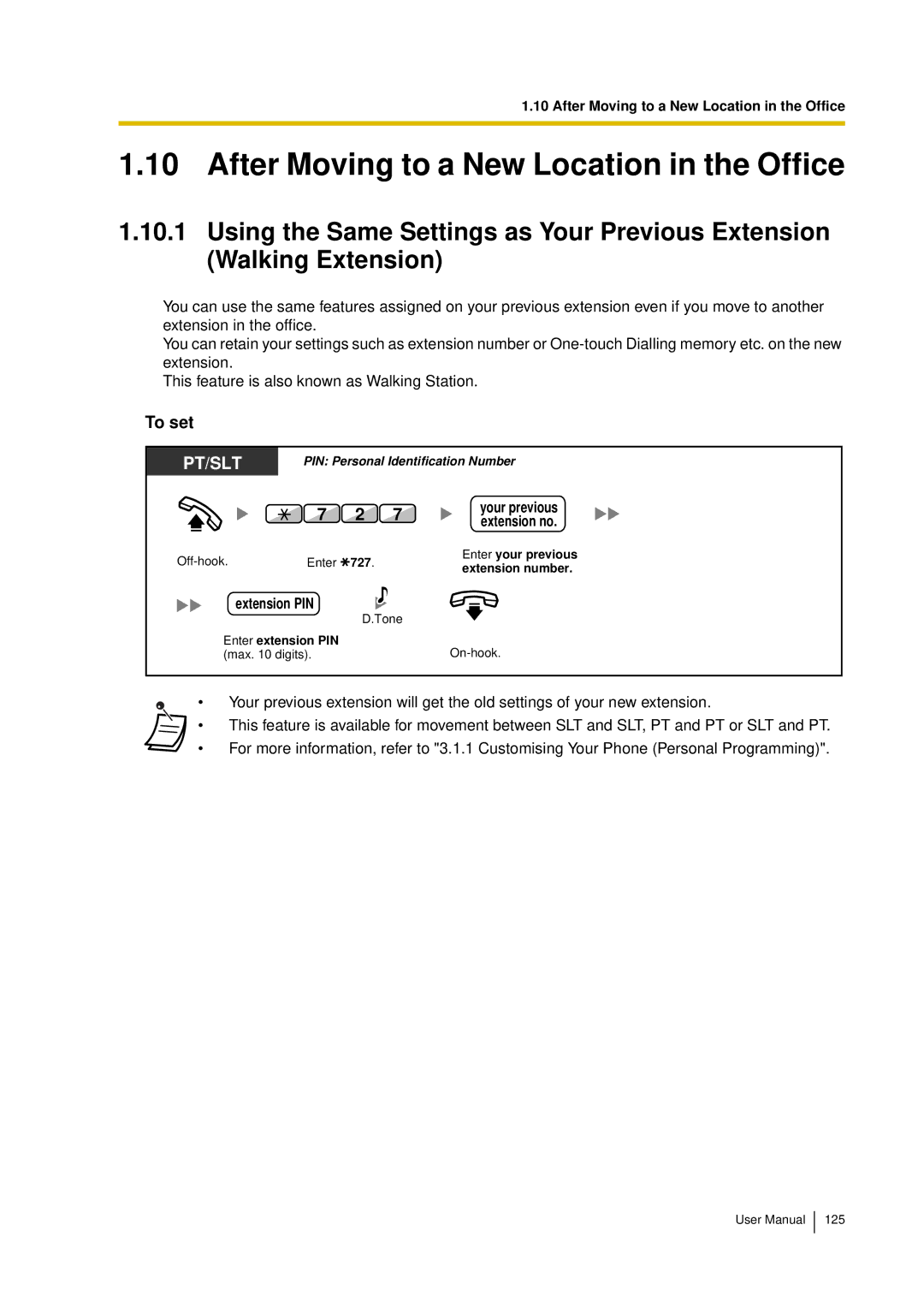 Panasonic KX-TDA15 user manual After Moving to a New Location in the Office, To set 