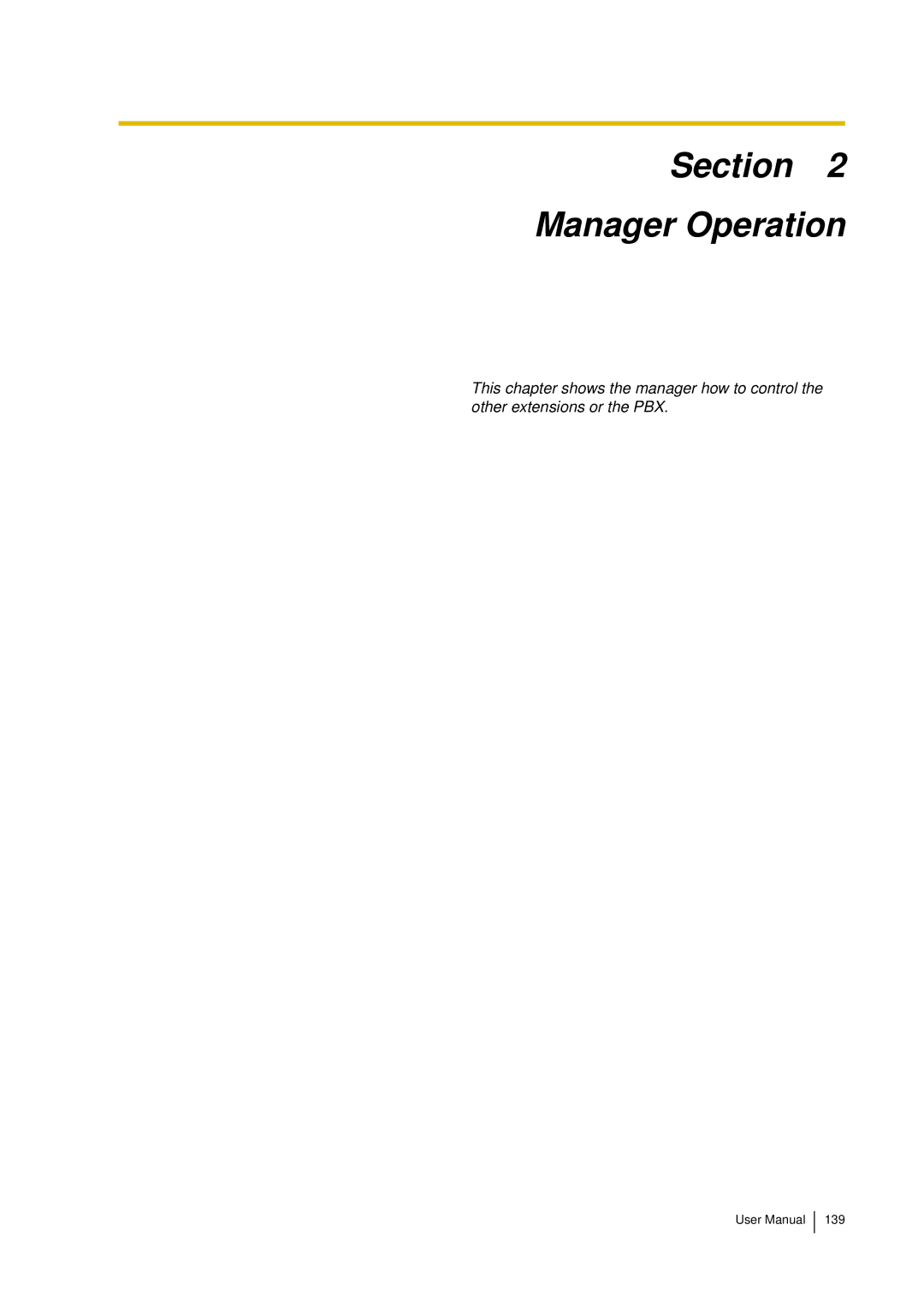 Panasonic KX-TDA15 user manual Section Manager Operation 