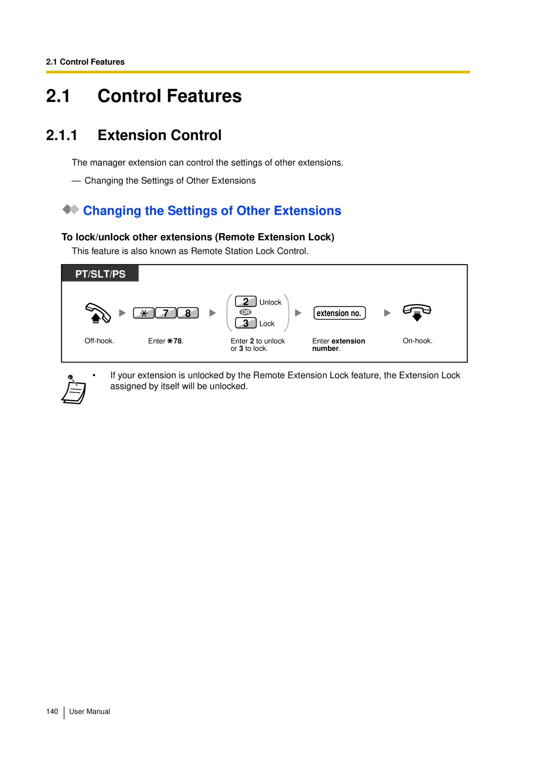 Panasonic KX-TDA15 user manual Control Features, Extension Control, Changing the Settings of Other Extensions 