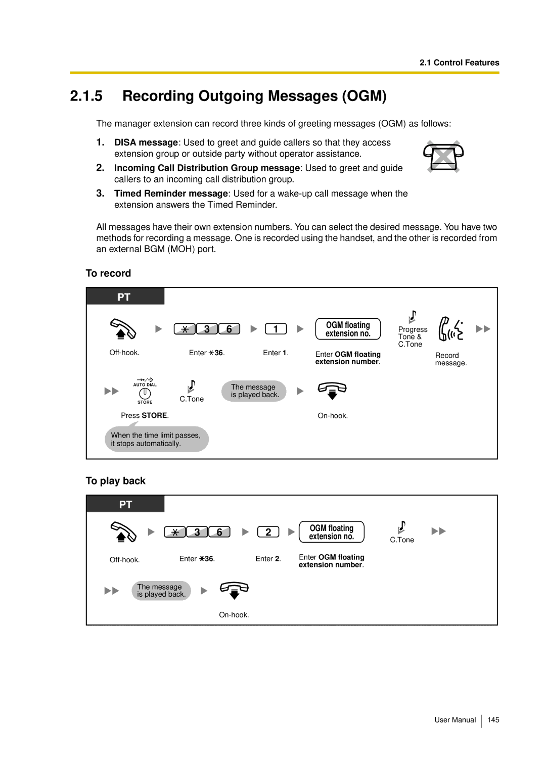 Panasonic KX-TDA15 user manual Recording Outgoing Messages OGM, To record, To play back, OGM floating 