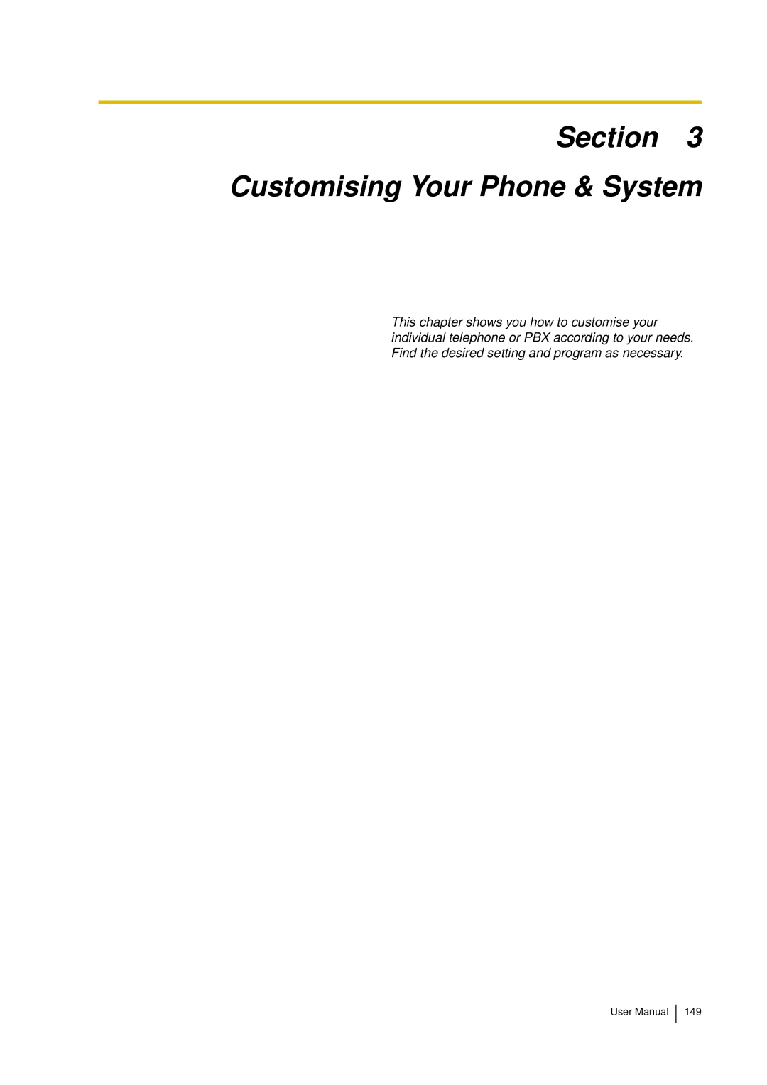 Panasonic KX-TDA15 user manual Section Customising Your Phone & System 