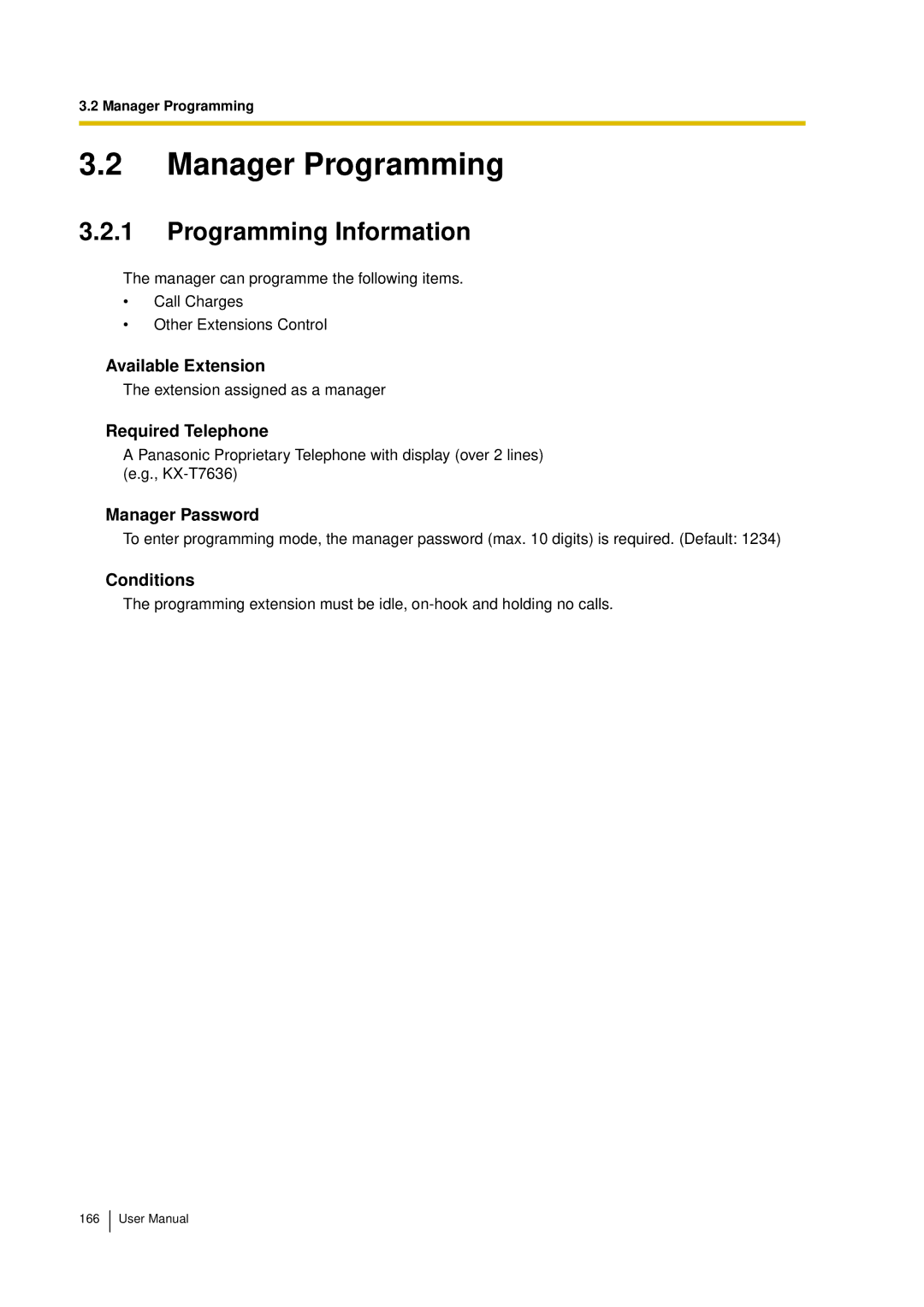 Panasonic KX-TDA15 user manual Manager Programming, Programming Information 