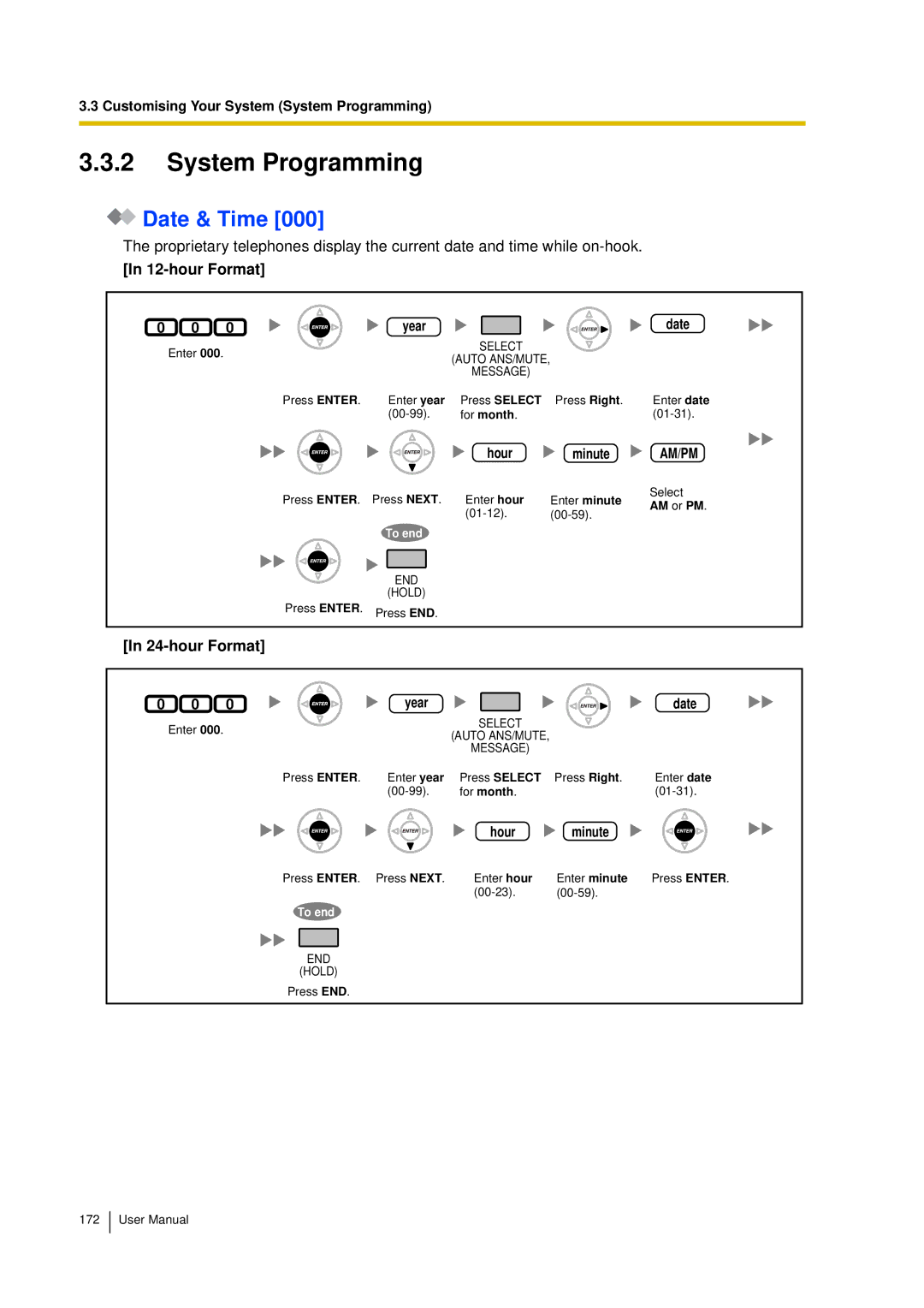 Panasonic KX-TDA15 user manual System Programming, Date & Time, hour Format 