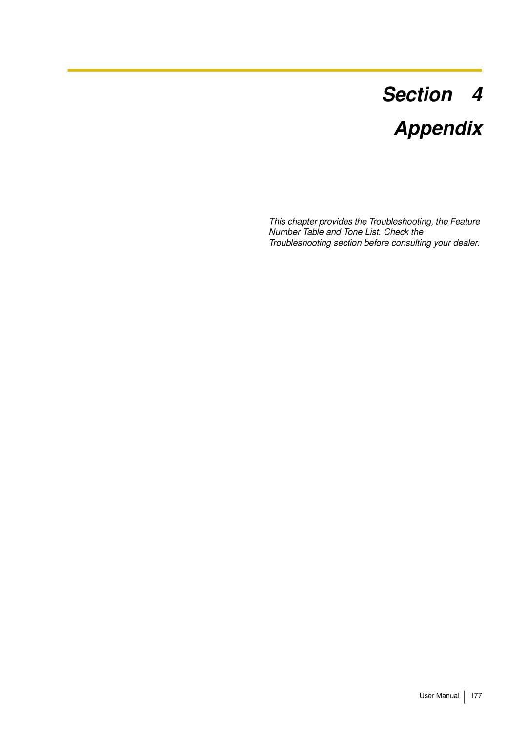 Panasonic KX-TDA15 user manual Section Appendix 