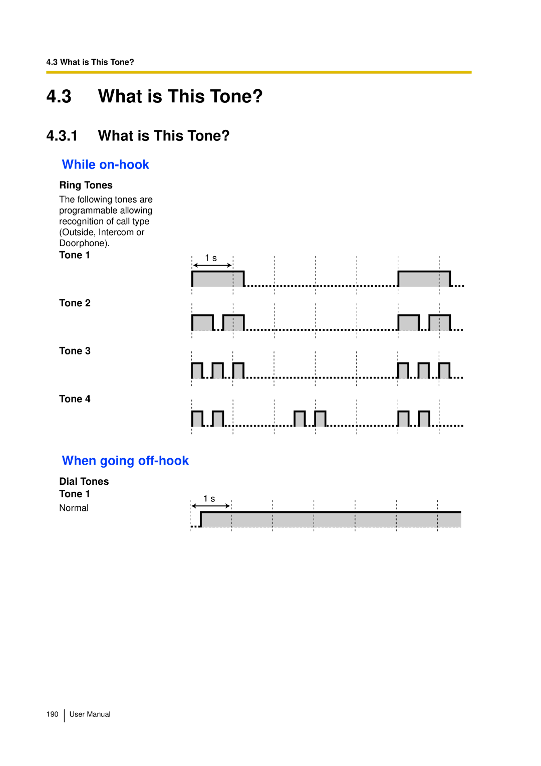 Panasonic KX-TDA15 user manual What is This Tone?, While on-hook, When going off-hook 