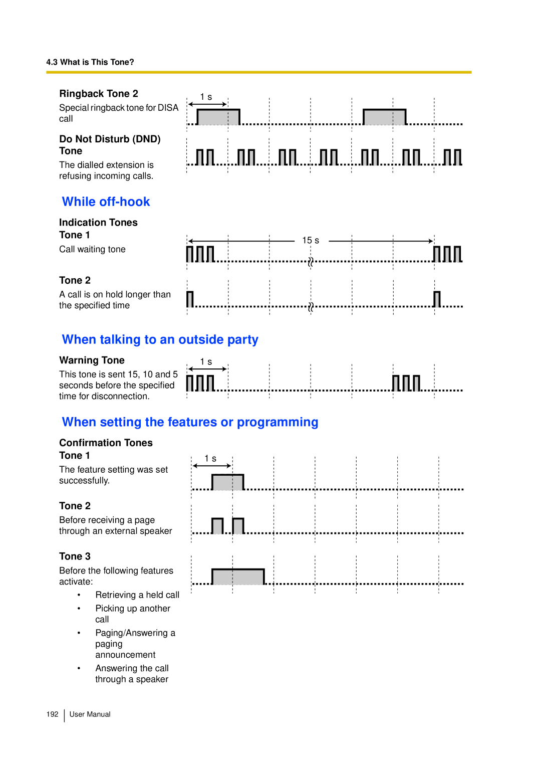 Panasonic KX-TDA15 user manual While off-hook, When talking to an outside party, When setting the features or programming 