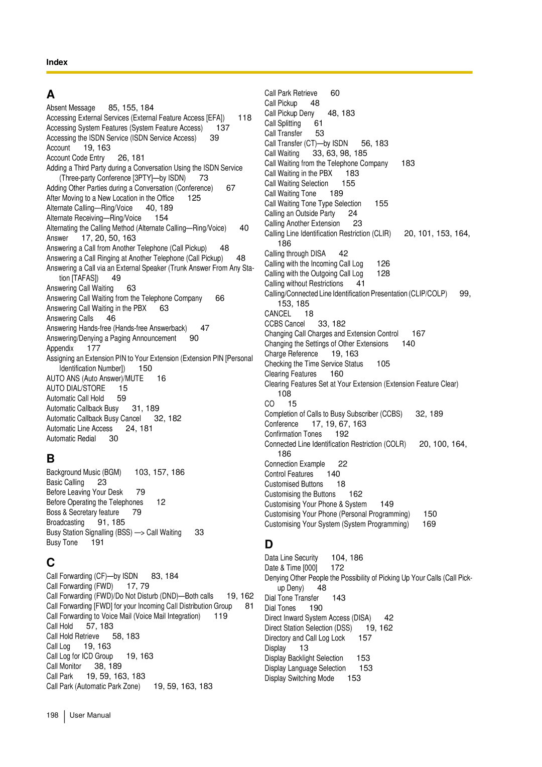 Panasonic KX-TDA15 user manual Index 