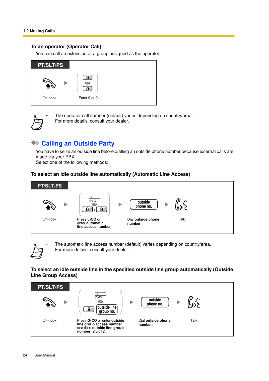 Panasonic KX-TDA15 user manual Calling an Outside Party, To an operator Operator Call, Outside Phone no 