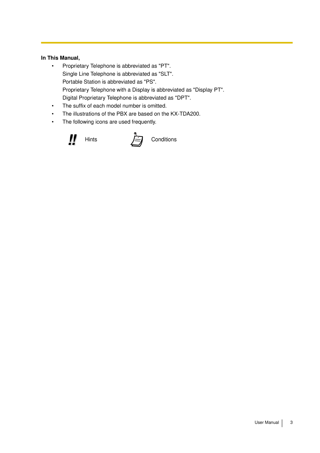 Panasonic KX-TDA15 user manual This Manual 