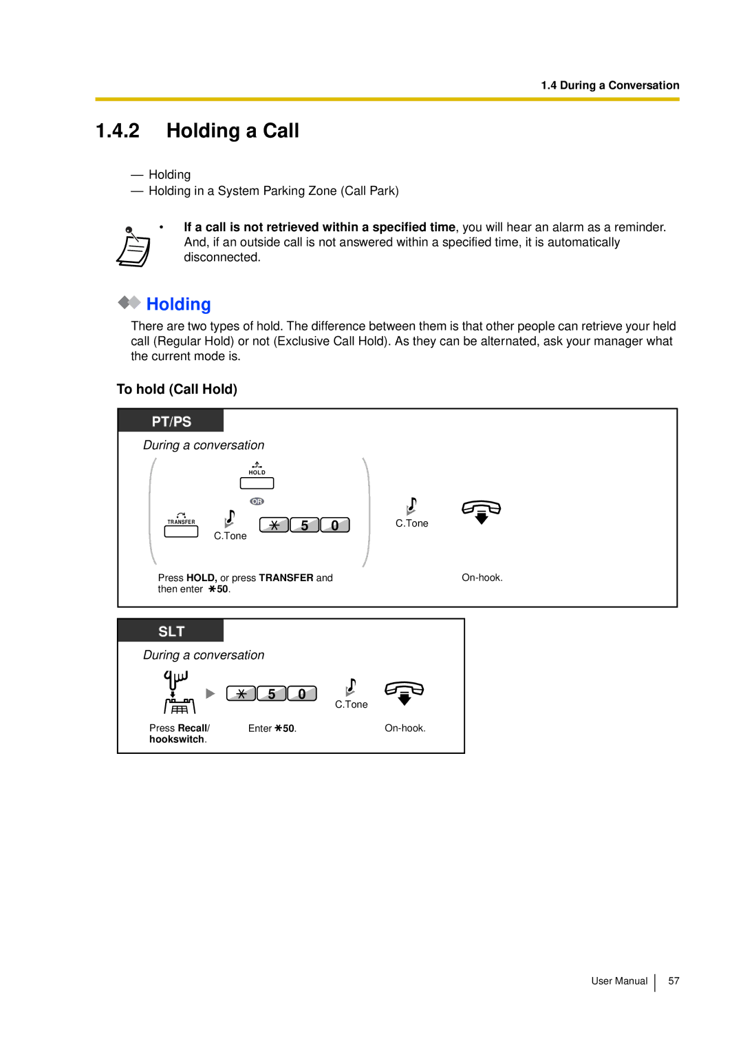 Panasonic KX-TDA15 user manual Holding a Call, To hold Call Hold 