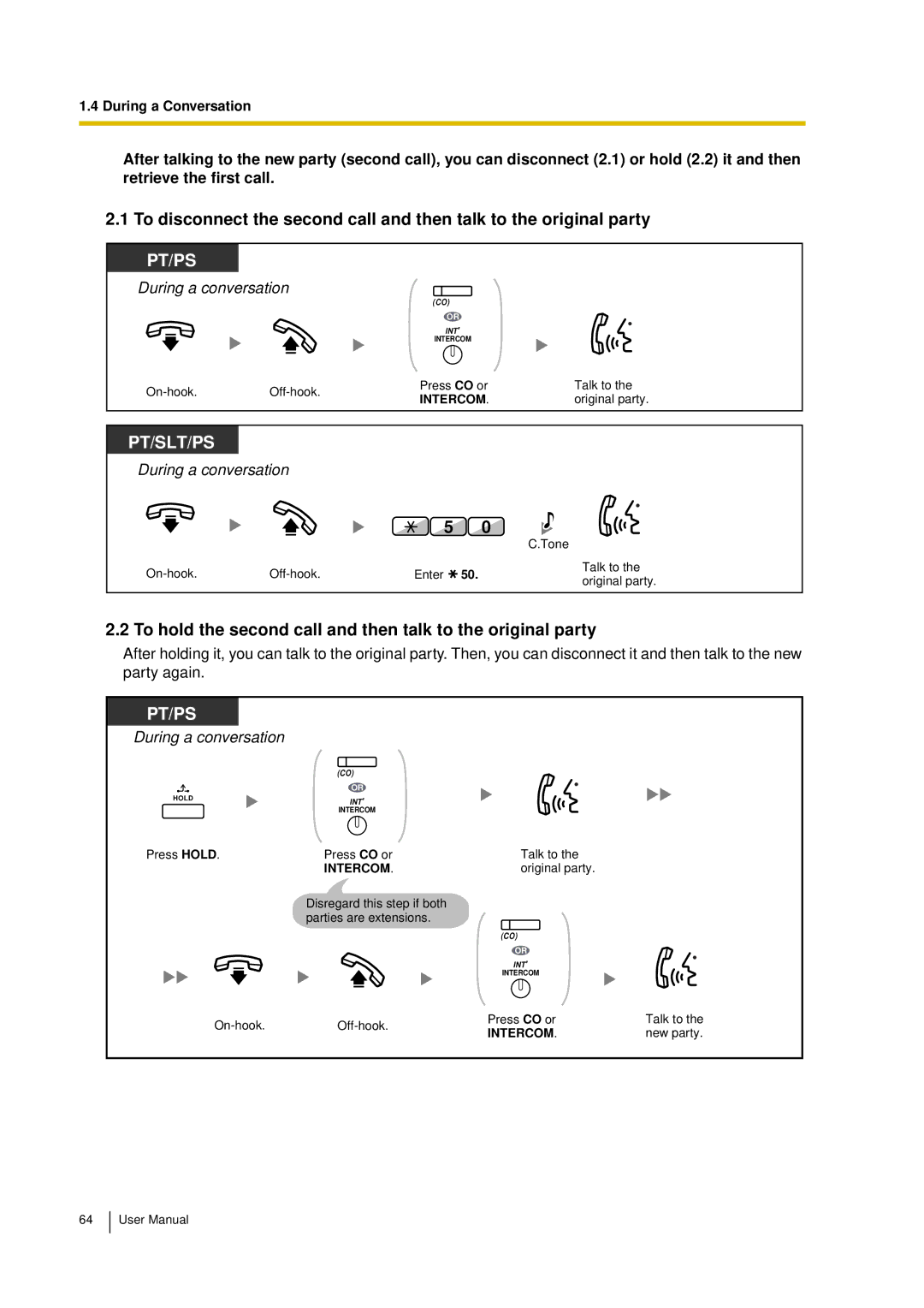 Panasonic KX-TDA15 user manual To hold the second call and then talk to the original party 