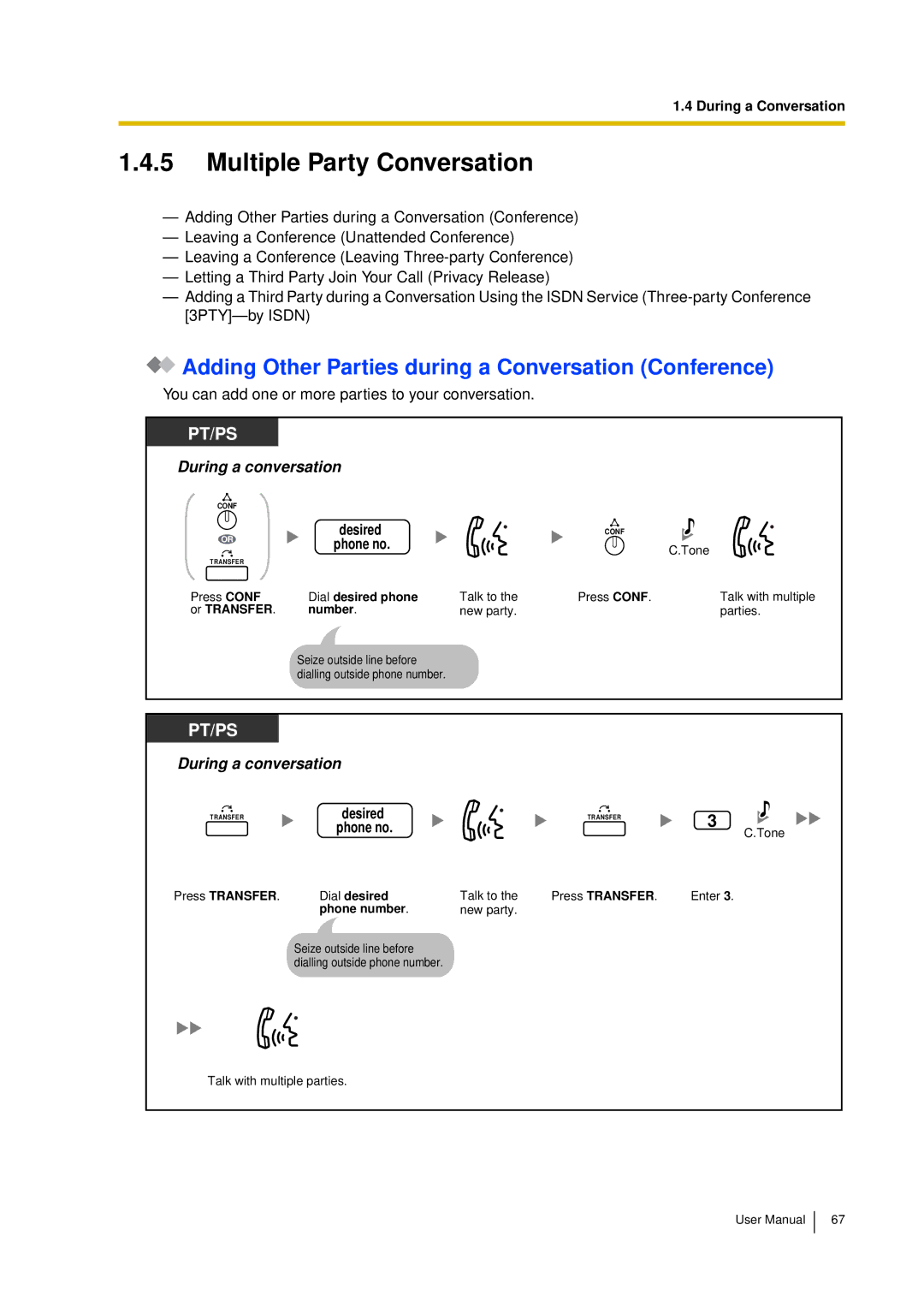 Panasonic KX-TDA15 user manual Multiple Party Conversation, Adding Other Parties during a Conversation Conference 