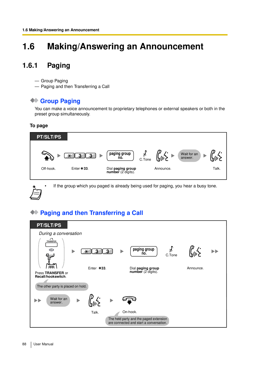 Panasonic KX-TDA15 user manual Making/Answering an Announcement, Group Paging, Paging and then Transferring a Call 