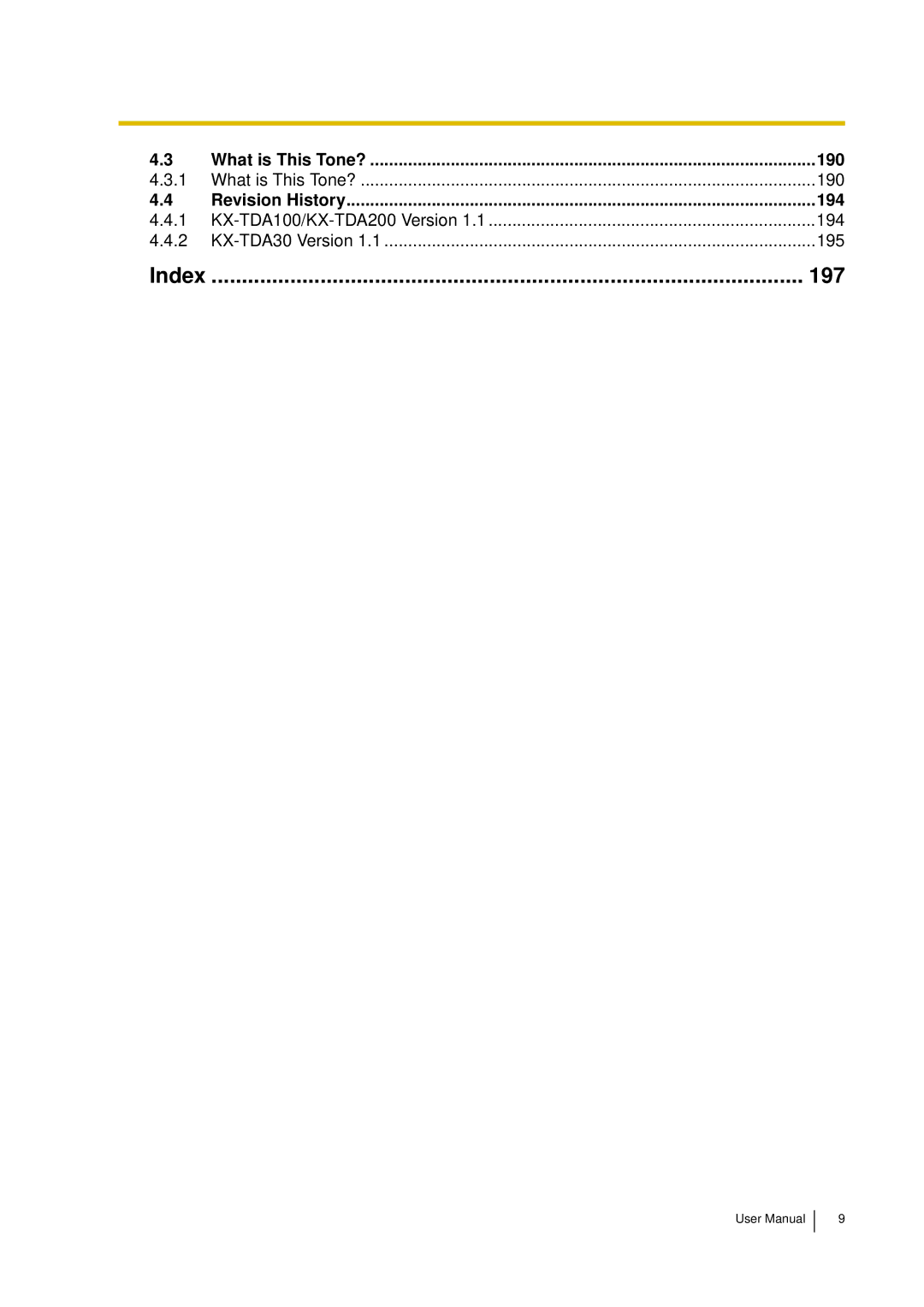 Panasonic KX-TDA15 user manual 190, Revision History 194 