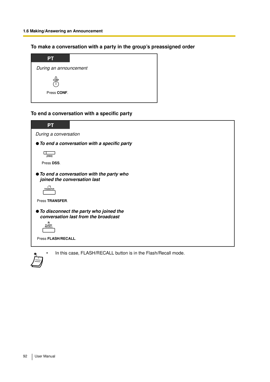 Panasonic KX-TDA15 user manual To end a conversation with a specific party 