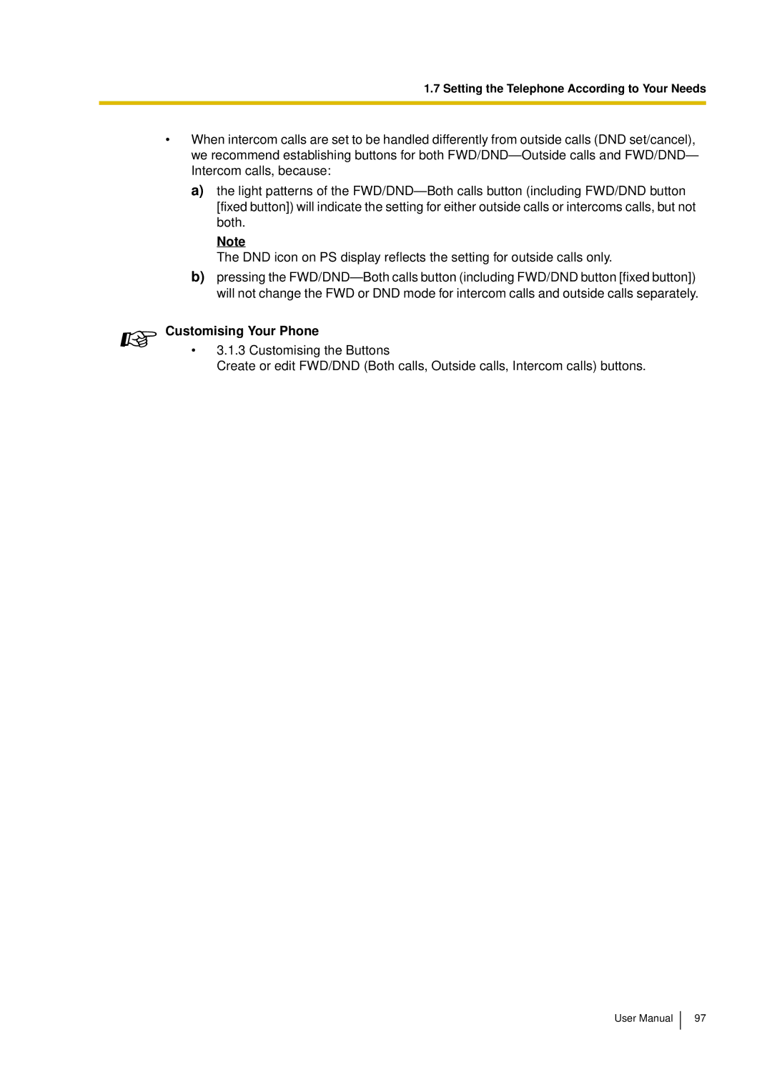 Panasonic KX-TDA15 user manual Customising Your Phone 