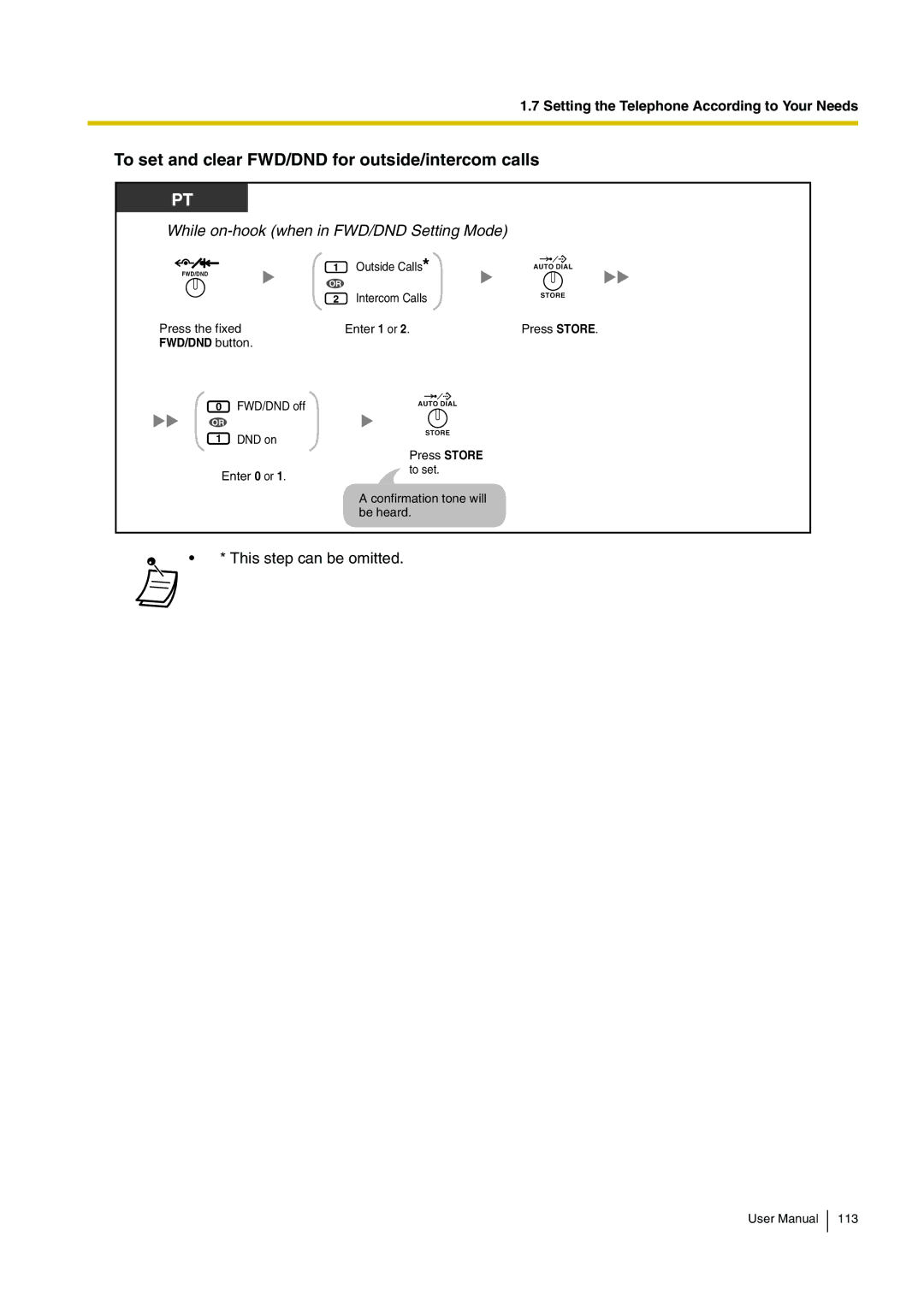 Panasonic KX-TDA15 user manual To set and clear FWD/DND for outside/intercom calls 