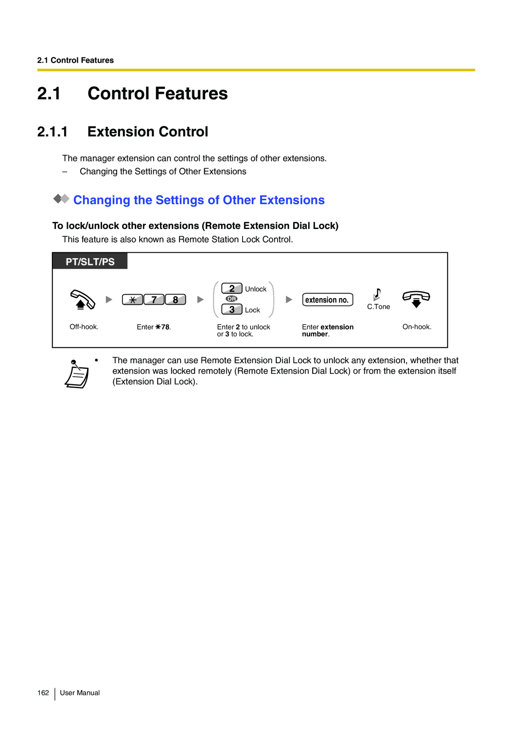 Panasonic KX-TDA15 Control Features, Extension Control, Changing the Settings of Other Extensions, Enter extension 