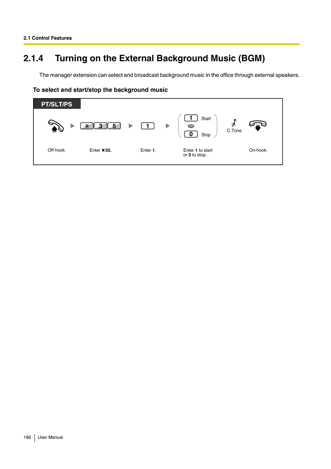 Panasonic KX-TDA15 user manual Turning on the External Background Music BGM, To select and start/stop the background music 