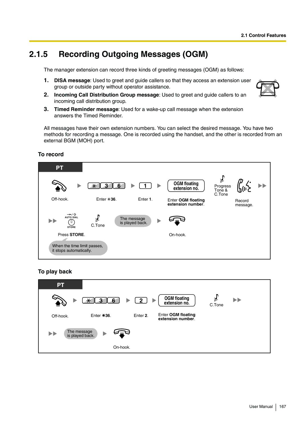 Panasonic KX-TDA15 user manual Recording Outgoing Messages OGM, Enter OGM floating 