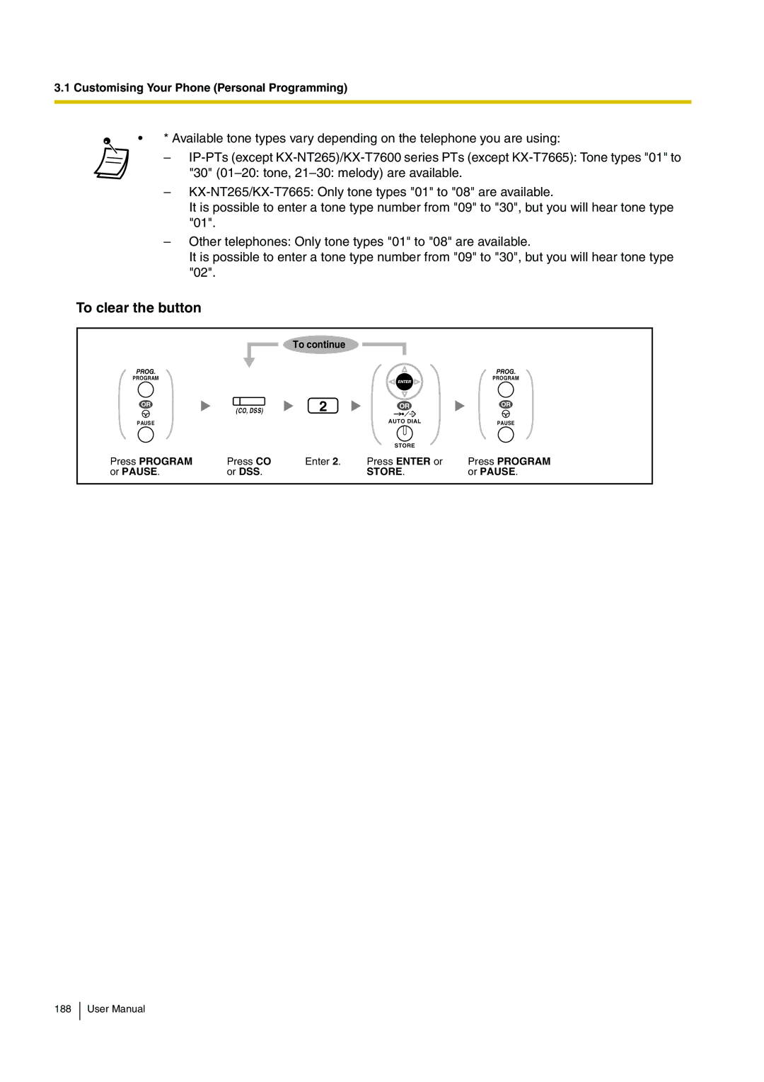 Panasonic KX-TDA15 user manual To clear the button, Press Program 