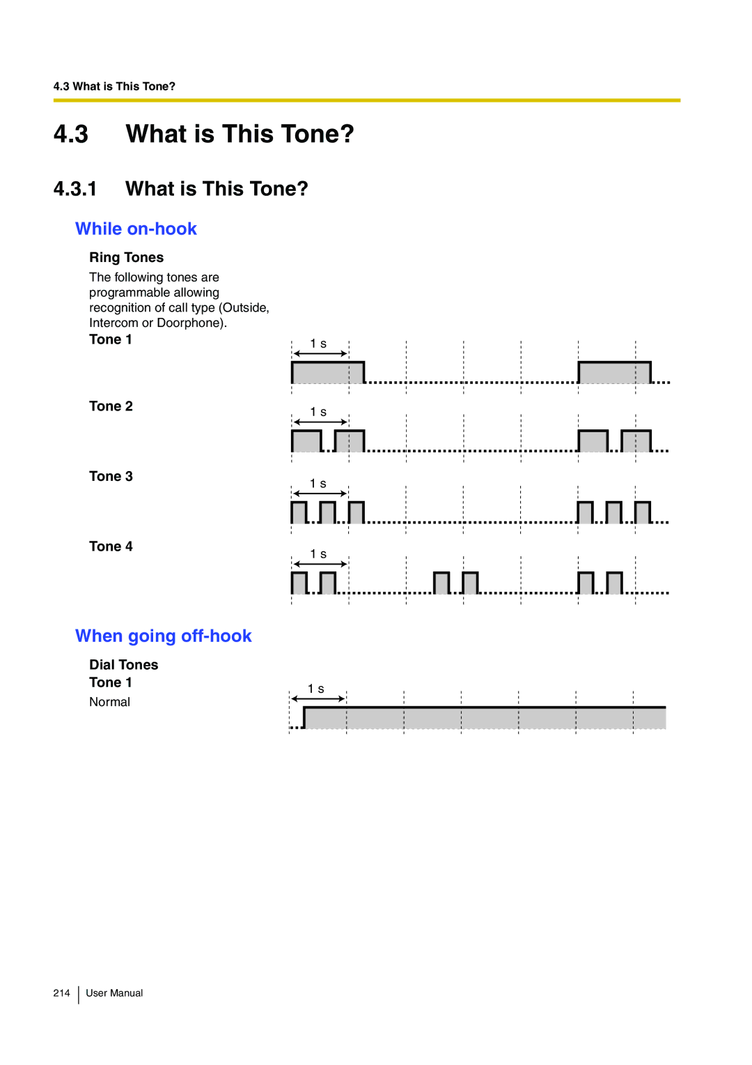 Panasonic KX-TDA15 user manual What is This Tone?, While on-hook, When going off-hook 