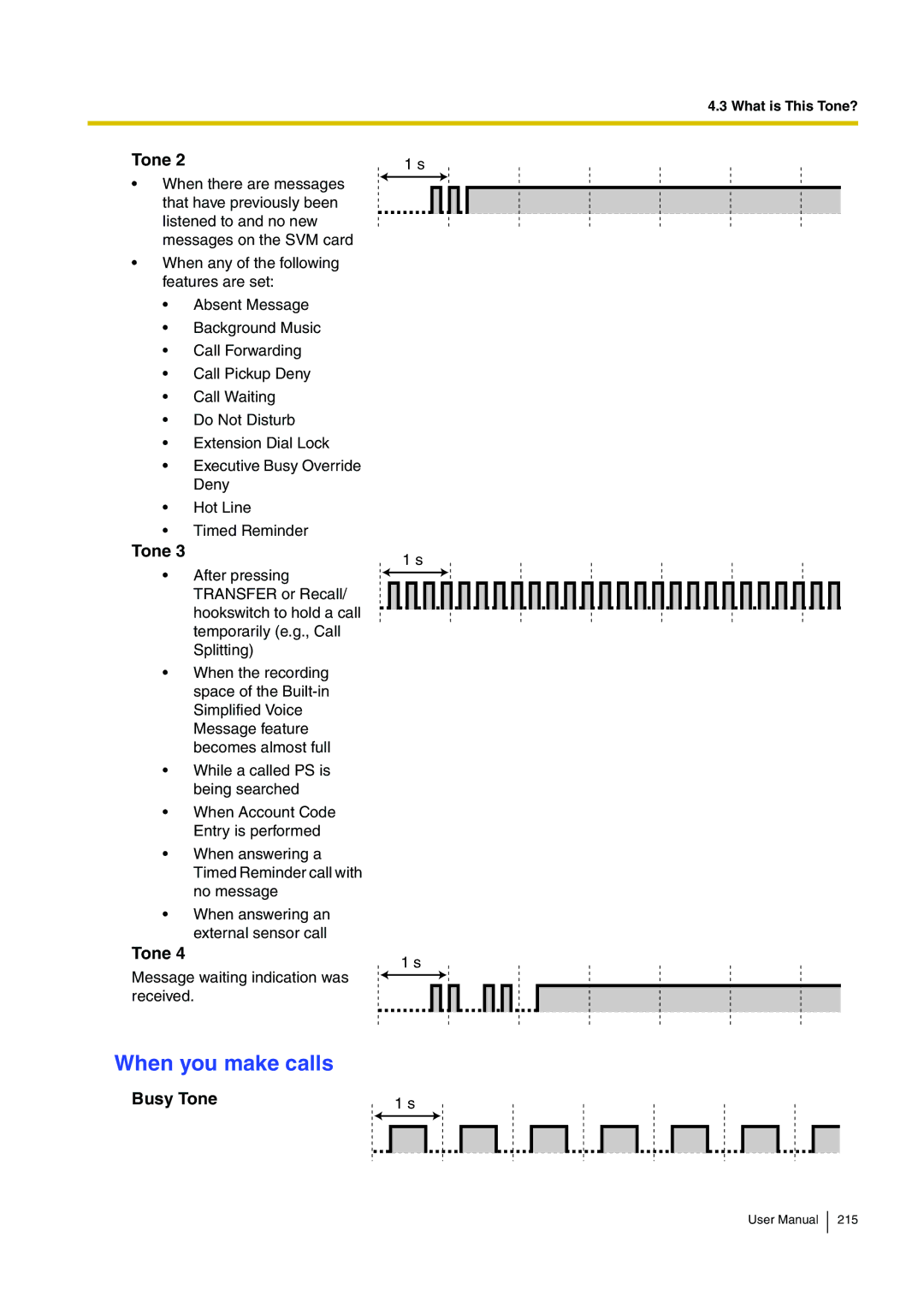 Panasonic KX-TDA15 user manual When you make calls, Busy Tone 